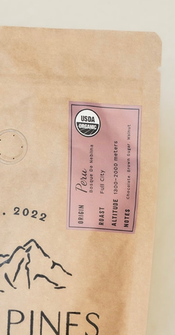 Organic Peru, Full City Roast, 12 OZ. (Med-Dark Roast)